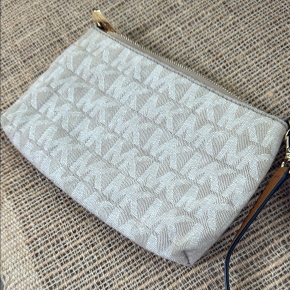 Michael Kors Cream and Brown Clutch with Gold Accents - Picture 6 of 6